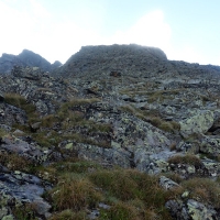 Bergtour-Hoher-Riffler-18: Ich wollte eigentlich auf nicht markiertem Weg zuerst aufs Blankahorn. Leider war der Fels viel zu glatt um eine Kletterei irgendwo im nirgendwo zu riskieren.