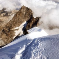 Bernina-Überschreitung 46: Blick zurück. Sieht steiler aus, als es ist