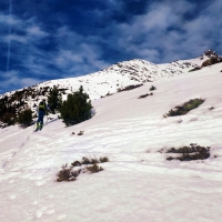 Kraspesspitze Skitour 07: Wer nehmen den Anstieg über rechts. Die Schneebedingungen sind ohnehin überall bescheiden...